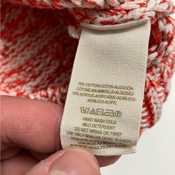 FREE PEOPLE slightly cropped orange and white sweater - Picture 5 of 6